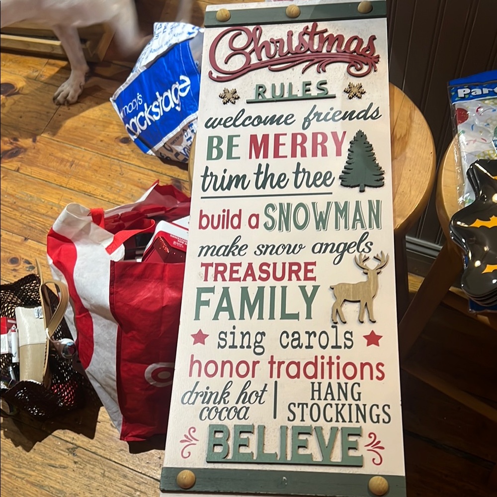 Christmas Rules Holiday Sign - Multicolor